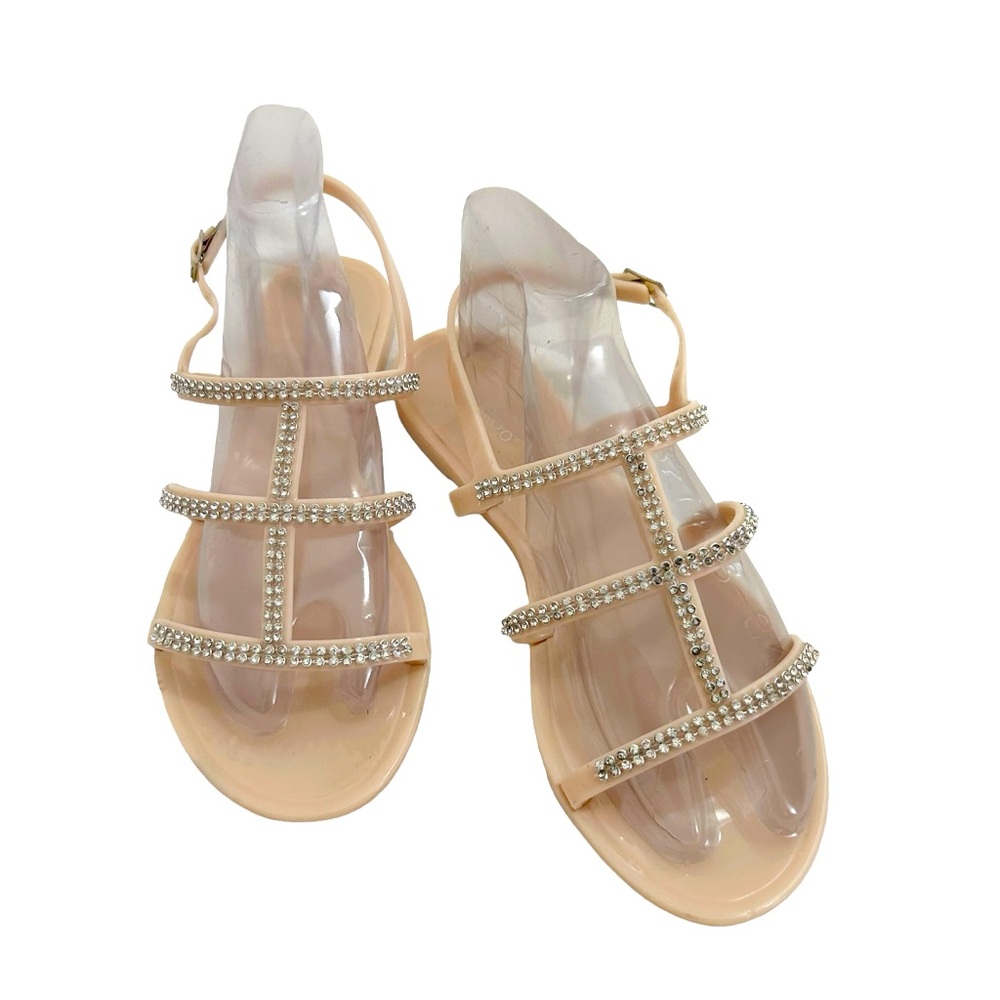 Bamboo Rhinestone Adjustable Strap Jelly Sandal Shoes Pink Size 39 Women’s 8